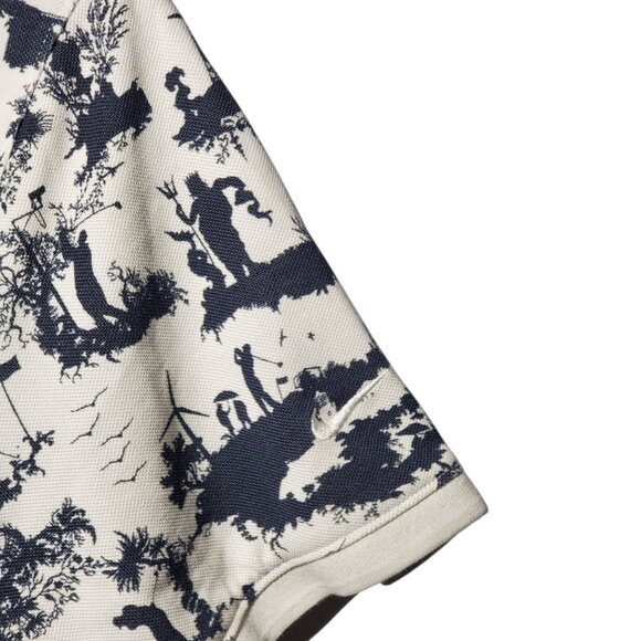 Nike Polo Shirt Men's L Black White AOP Allover Print Golf Scene British Open - Picture 3 of 7